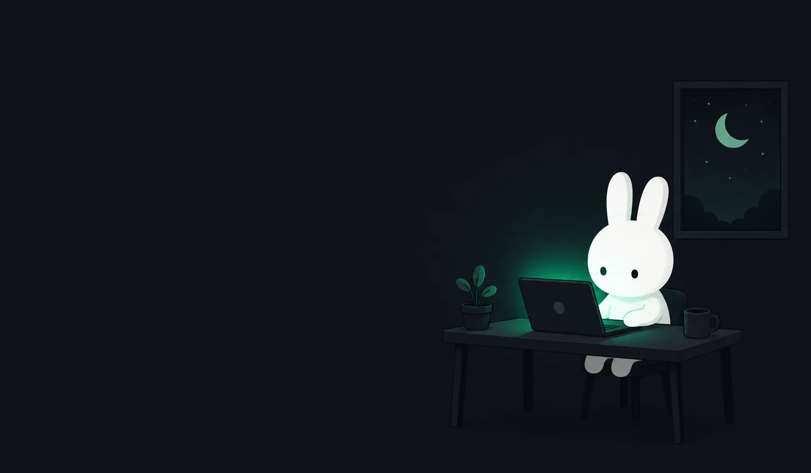 A small mimi working at a tiny atelier desk at night
